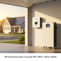 Système de stockage d'énergie solaire 12KW Growatt SPF Off Grid Inverter avec kit batterie LiFePO4 HiFan 16KWh 6000 cycles IP65