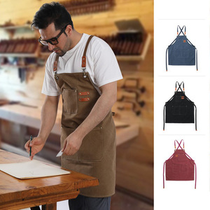 DUOLAI-Delantal de Algodón con Logotipo Personalizado para Cocinar, Delantal de Trabajo de Camarero con Estampado de Tela Vaquera, Bordada, Flor de Té DE LA Leche, Cafetería - Product Image 6