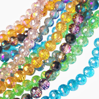 Perles en verre cristal scintillantes à 96 facettes de 4/6/8/10 mm, couleurs mélangées, pour sacs, fabrication de bijoux DIY, bracelets, vente en gros