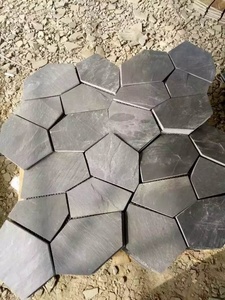 Không thường xuyên tự nhiên màu đen <span class=keywords><strong>Slate</strong></span> chia ngẫu nhiên điên lát <span class=keywords><strong>flagstone</strong></span> gạch pavers bền ngoài trời cảnh quan khu vườn con đường 5-năm - Product Image 4