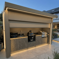 Nouveau produit : Cuisine extérieure personnalisée en acier inoxydable 304 noir avec volets roulants télécommandés pour patio, jardin, villa