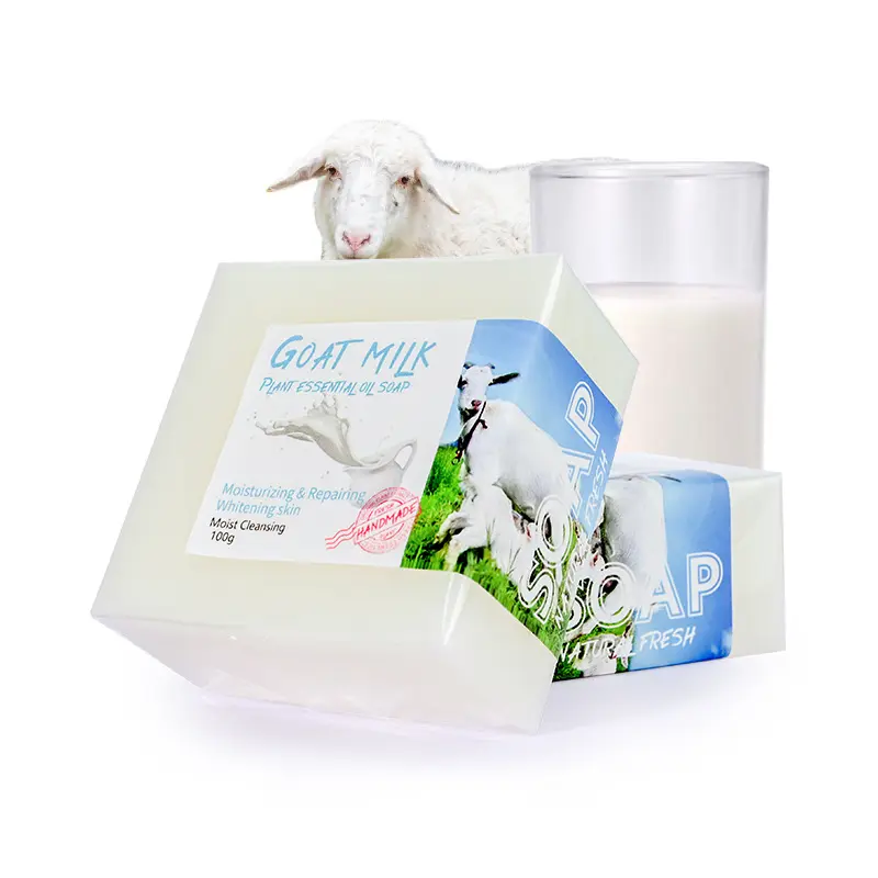 Savon au lait de chèvre huile essentielle savon fait à la main acariens enlever le blanc tendre pour le visage corps nettoyage en profondeur nettoyant hydratant lavage