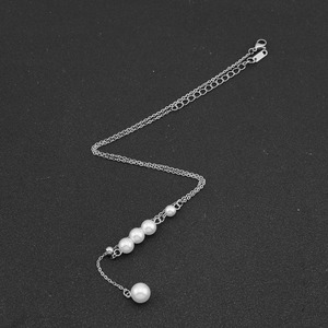 Collar de Cadena con Decoración de Perlas de Acero Inoxidable Simple, Diseño de Nicho, Collares Unisex, Joyería de Moda - Product Image 4