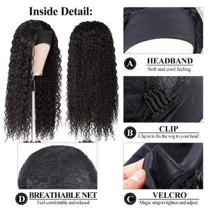 Perruque Synthétique Super Douce Noire Naturelle Fibre Organique Femme Perruque Afro Frisée Crépue Rallonge Capillaire Longue Bouclée Bandeau <span class=keywords><strong>Cheveux</strong></span> - Product Image 2