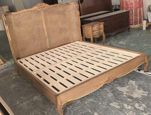 Cama de Madera Maciza Estilo Francés con Ratán, Muebles Elegantes para Dormitorio ZLY-0205, Cama de Madera Maciza con Ratán Tallado Estilo Francés ZLY-0205 - Product Image 4