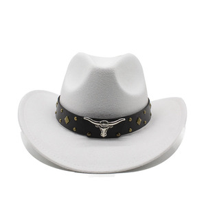 New Design <strong>Cowboy</strong> Western <strong>Hat</strong> With Belt Decoration Wholesale Fashion Felt <strong>Cowboy</strong> <strong>Hats</strong> for Men - Product Image 3