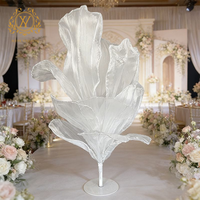 Arrangements floraux de table de mariage, fleurs artificielles en organza 3D plissées à la main, fleurs en tulle, décoration de mariage
