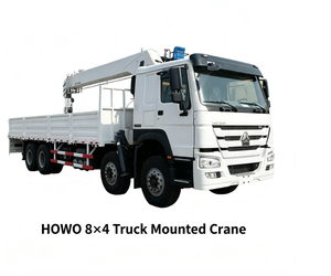 Grue montée sur camion Sinotruk 8x4 à alimentation directe d'usine, grue à flèche télescopique hydraulique personnalisée avec service OEM - Product Image 4