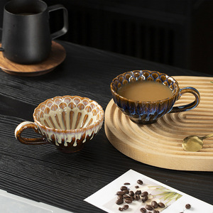 แก้วกาแฟเซรามิกเคลือบรีแอกทีฟแบบทำมือ ลายคลื่นแบบมีพื้นผิว สำหรับกาแฟพิเศษและการใช้งานในบ้านสมัยใหม่ - Product Image 1