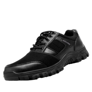 Zapatos de Trabajo de Cuero Genuino para Hombre, Tacón Bajo, Antideslizantes, Zapatos de Seguridad para Trabajo, Zapatos Negros para Entrenamiento al Aire Libre - Product Image 3