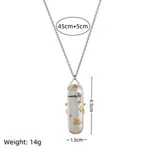 Collier médaillon vintage plaqué or véritable avec zircon coloré, motif <span class=keywords><strong>nuage</strong></span>, étoile, lune, fleur, bijou souvenir - Product Image 5
