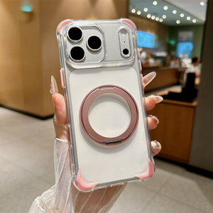 Funda de silicona con anillo giratorio 360° para iPhone 17 16, para iPhone 18 Pro Max, transparente, magnética, con esquinas reforzadas, antiamarilleo, PC TPU - Product Image 6