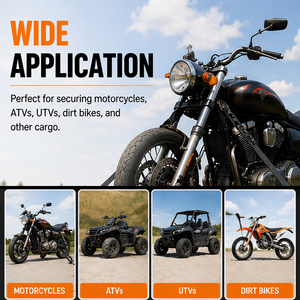 HOMFUL Cinghia <span class=keywords><strong>di</strong></span> Fissaggio per <span class=keywords><strong>Moto</strong></span> a 2 <span class=keywords><strong>Pezzi</strong></span> Resistente con Fibbia a Cricchetto Zincata e Ganci Rivestiti per il Trasporto - Product Image 5