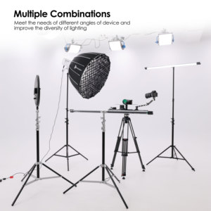 Support d'éclairage RAUBAY 10 pieds – Style d'angle avec coussin d'air, support d'éclairage photo réglable avec niveau à bulle et pied indépendant - Product Image 5