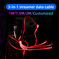 3 in1 LED 1M 2M Câble Micro Données Couleur Rouge Câble de Charge Mobile Lumière Câbles de Données Usb Type C Pour Android Ios