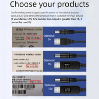 Jingsai 12V USB Boost Cable de alimentación 5,5*2,5mm PVC revestido USB a DC para enrutador/gato ligero