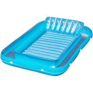 Tumbona Flotante Inflable para <span class=keywords><strong>Piscina</strong></span>, Color Azul Bronceado, con Reposacabezas Extraíble, Interior Acanalado, Cama Flotante para Broncearse, para Adultos - Product Image 1