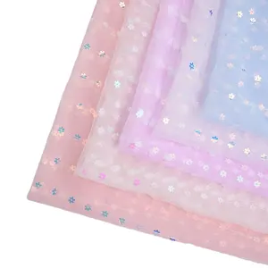 Tela de lentejuelas ciruela alta qualità di accessori per tessuti per indumenti tessuto stampato tessuto a rete in tessuto di paillettes prugna poliestere