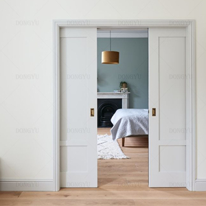 Porte <span class=keywords><strong>coulissante</strong></span> invisible sans cadre en bois massif Sapele de Bali, porte de poche, sécurité intégrée, bois naturel - Product Image 3