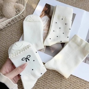 Women Mid Calf Slouch Socks Solid Color Polyester Sweat Absorbing Autumn Casual Style - Product Image 3