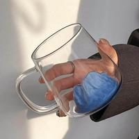 Taza de Vidrio Japonesa de Lujo con Diseño 3D de Montaña Azul, Taza Única para Café, Té o Agua, Regalo
