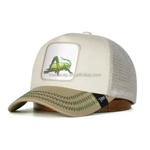 Custom 5 Panel 3D Embroidery Sports Cap for Men Premium Mesh Trucker cap Gorras Animal Logo Polyester Fabric Fashionable