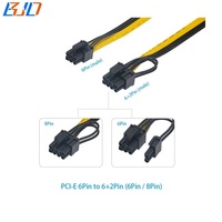 Câble d'alimentation PCI-E 6 broches mâle vers 8 broches 6+2 broches pour carte graphique GPU, 18AWG 0,5M 0,6M 0,8M pour serveur DELL HP, carte de dérivation d'alimentation