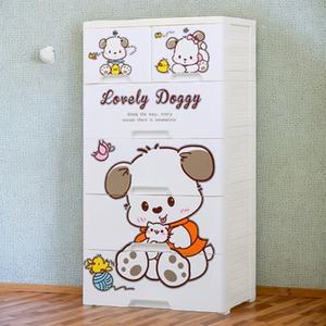 Lindo perro patrón armario blanco de <span class=keywords><strong>4</strong></span> capas de plástico de almacenamiento de cajón con 2 cerraduras - Product Image 2