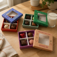 Boîtes en papier personnalisées pour l'emballage du chocolat, boîtes rigides en carton blanc avec logo imprimé et fenêtre, ventes chaudes