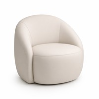 Fauteuil de salon individuel ergonomique en cuir PU blanc crème, style minimaliste italien, pour hôtels, hôtellerie et boutiques, vente en gros