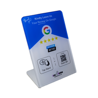Support de table NFC en acrylique programmable sur mesure 13,56 MHz RFID 1K, étanche et résistant aux intempéries, avec code QR pour avis Google sur les restaurants