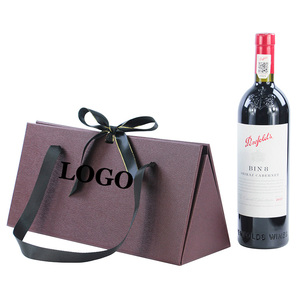 Biểu Tượng Tùy Chỉnh Sang Trọng Duyên Dáng Di Động Gấp Da Lưu Trữ Rượu Sâm Banh Rượu Vang Bao Bì Hộp Quà Tặng Với Ribbon Xử Lý - Product Image 6