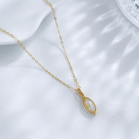 18K Gelbgold Labor-Gezüchteter Diamant-Anhänger Halskette Minimalistischer Marquise-Schliff Verstellbare Damen Feiner Schmuck Modische Halsketten Charm