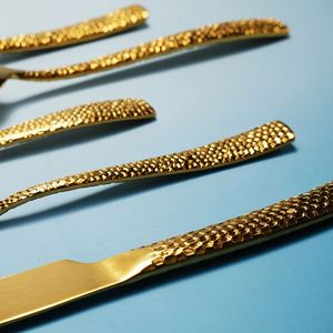 Custom Wholesale High Quality Design <b>Sets</b> 5Pcs Gold 430 Stainless Steel Restaurant Dinner <b>Cutlery</b> <b>Set</b> - Product Image 5