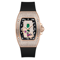 HANBORO Montre à quartz de luxe pour femme pour LOVE Collection Ruby Diamonds Square Case Silicone Band Glass Pointer Personalized Face