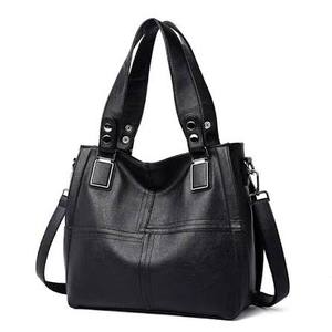 Trendy Faux <b>Leather</b> Handbag Women Sleek Shoulder Carry Style Spacious Interior Fashion <b>Purse</b> Shopping Travel Office Two-Tone Zip - Product Image 4