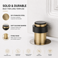 Butée de porte en acier inoxydable à profil bas avec amortisseur souple, anneau de protection, base large, plusieurs finitions, quincaillerie moderne