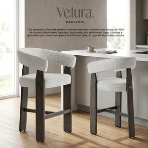 Sgabello da Bar Moderno Imbottito in Tessuto di Lino, Sedia da Bar con Gambe in Legno Massello, Seduta Alta per Ristoranti e Sale da Pranzo - Product Image 3