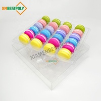 24 boîtes cadeaux en plastique PET transparent pour macarons, boîtes d'emballage pliables transparentes pour desserts avec inserts