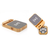 Organizador de Escritorio Multifuncional 6 en 1 de Bambú, Juego de Cables de 60W, Organizador de Cables, Cable de Datos USB, Cargador Inalámbrico