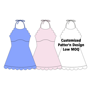 2026 Girls <b>Summer</b> Sports <b>Dress</b> Built in Shorts Fabric <b>Halter</b> Wave Hem <b>Dress</b> for Yoga Tennis Custom Design Low MOQ - Product Image 1
