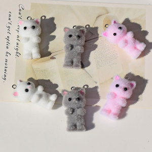 พวงกุญแจแมวน่ารักสีชมพู ขาว เทา ของตกแต่งรถยนต์ วัสดุเรซิ่น DIY งานฝีมือ ขายส่ง จินหัว ฤดูใบไม้ร่วง 2023 - Product Image 3