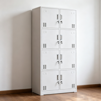 Armoire de rangement en acier à 8 portes, design moderne, construction durable, structure modulaire autoportante, serrure à clé - Rangement commercial pour bureau