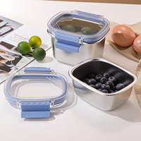Boîte à lunch en acier inoxydable 304, bol à soupe, conteneur bento hermétique, compatible congélateur, stockage de repas réfrigérés, compatible micro-ondes, à fermeture rapide