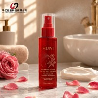 Flacon pulvérisateur PET transparent rouge de 100 ml avec pompe à brume fine pour brume florale, tonique hydratant, emballage de parfum
