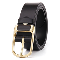 Sabuk Kulit Sapi Full Grain Pria dengan Gesper Pin Berukir Sabuk Kulit Asli