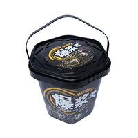 Seau en plastique hexagonal de 1 L (35 oz) résistant aux rayures avec logo IML, pour emballage de gelato, conteneur PP avec couvercle et poignée