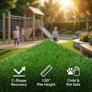 Erba Sintetica Hanwei a Forma di C da 1,50 Pollici, Verde, Durevole e ad Alta Densità per Giardini Commerciali, Ricreativi, per Bambini e Animali Domestici - Product Image 1