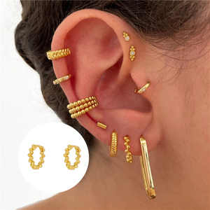 CANNER Nuevos Pendientes de Aro Retro de Plata de Ley S925 al por Mayor, Pendientes de Bola de Plata de Ley S925 de Moda - Product Image 5