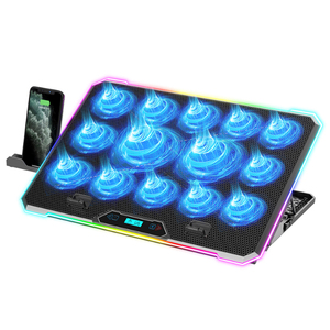 RGB máy tính xách tay Cooler LCD Màn hình máy tính xách tay làm mát Pad máy tính xách tay Cooler đứng với 13 người hâm mộ và 2 cổng USB - Product Image 2